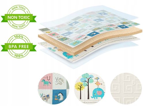 Mata piankowa składana dwustronna duża edukacyjna dla dzieci XPE 180x200 cm na Arena.pl