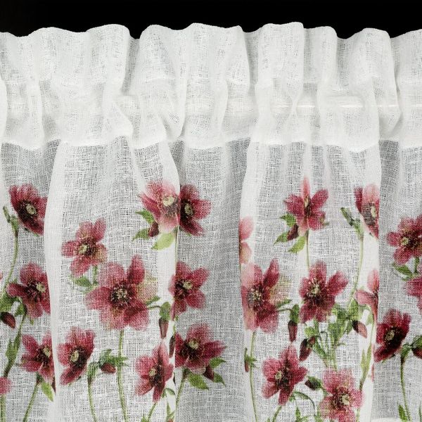Firana gotowa zazdrostki ISA 150x30 Eurofirany biały bordowy kwiaty zdjęcie 3