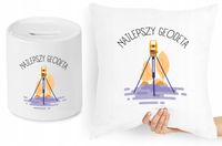 Dla Geodety Zestaw Poduszka + Skarbonka Prezent Z Nadrukiem Ze Zdjęciem