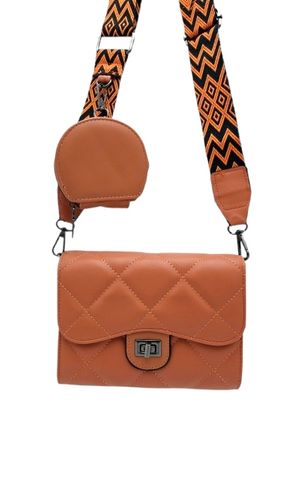 Victoria J. - torebka pikowana portfelik pasek BOHO pomarańczowy VJ-939 na Arena.pl