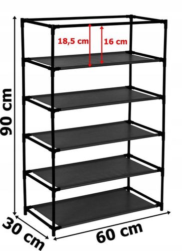 SZAFKA NA BUTY CZARNA TEKSTYLNA REGAŁ STOJAK PÓŁKI GARDEROBA ORGANIZER na Arena.pl