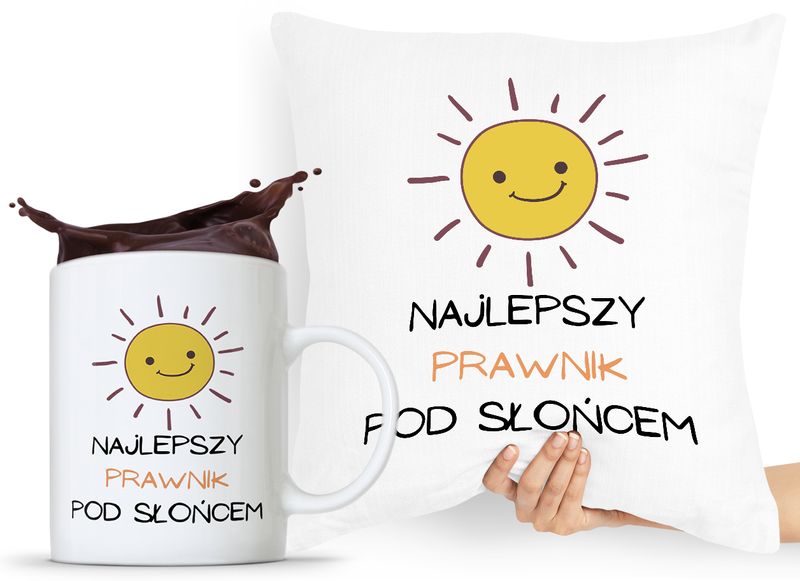 Zestaw Poduszka + Kubek Prezent Dla Prawnika Z Nadrukiem Ze Zdjęciem zdjęcie 1