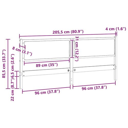 Zagłówek Inny Brązowy 200 cm Lite drewno sosnowe na Arena.pl