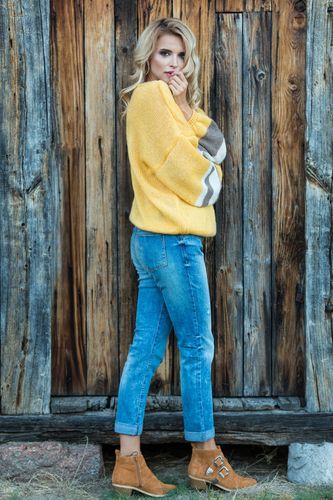 Sweter oversize F578 Szary UNI na Arena.pl