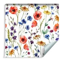 Tapeta Maki Chabry Rumianek Polne Kwiaty Liście do Jadalni