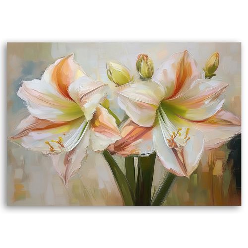 Obraz na płótnie, Malowany Na Biało Kwiat 60x40 na Arena.pl
