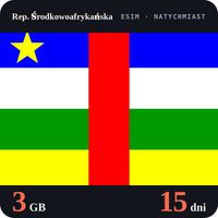 Karta eSIM Internet Rep. Środkowoafrykańska 3 GB na 15 dni