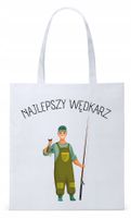 Dla Wędkarza Rybaka Torba Eco Biała Shopper Z Nadrukiem Ze Zdjęciem
