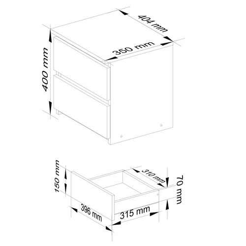 Szafka nocna, STILO, 40x35x40 cm, dąb sonoma, biel, mat | TYLETEGOTU na Arena.pl