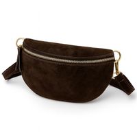 Zamszowa Nerka Saszetka LAURA BIAGGI Skóra Naturalna Brązowa Czekoladowa