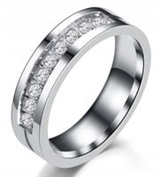 ZŁOTY PIERŚCIONEK OBRĄCZKA ŚLUBNA STAL 316L r.28