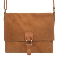 VERA PELLE torebka damska zamszowa listonoszka duża z klapą V312 camel