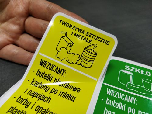 NAKLEJKI NA KOSZ zestaw 5sz segregacja śmieci odpady 20cm na Arena.pl
