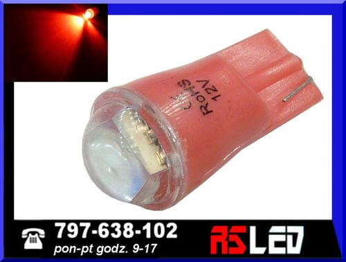 żarówka LED T10 SMD soczewka w5w w3w czerwona 12v wysoka jakość na Arena.pl