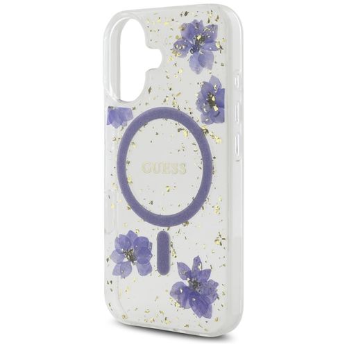 Etui Guess Resin Flowers Glitter MagSafe do iPhone 16 fioletowy na Arena.pl