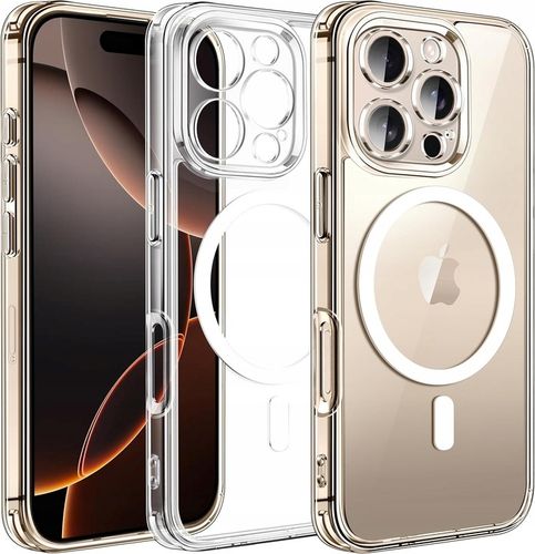 Etui do iPHONE 16 PRO MAX WZMACNIANE 360° SHOCK CLEAR CASE do MagSafe+SZKŁO na Arena.pl