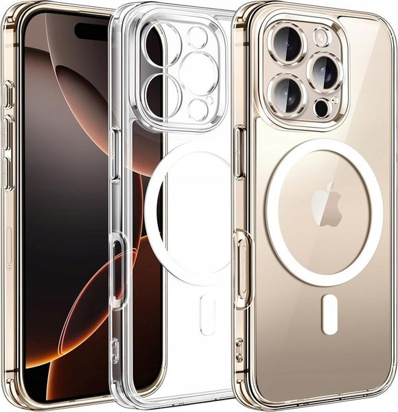 Etui do iPHONE 16 PRO MAX WZMACNIANE 360° SHOCK CLEAR CASE do MagSafe+SZKŁO zdjęcie 5