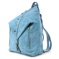 VERA PELLE plecak damski zamsz elegancki z ćwiekami V409 j.niebieski