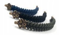Bransoletka Męska elegancka Prezent pleciona paracord Wilk Viking Khaki