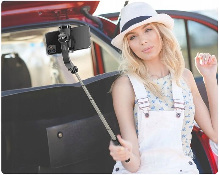 Gimbal Bezprzewodowy stabilizator obrazu do telefonu kamery z tripodem zdjęcie 2