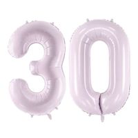 Balon foliowy liczba 30 pastelowy fioletowy 72 cm