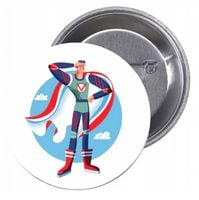 Przypinki buttony SUPER BOHATER z grafiką TANIO