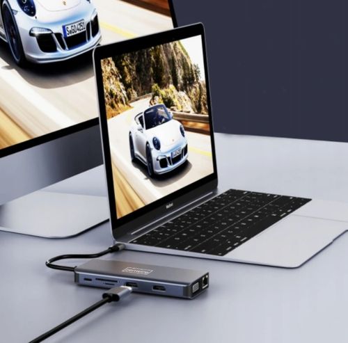 ADAPTER HUB 12w1 USB-C 2x HDMI VGA Jack RJ45 M1 na Arena.pl