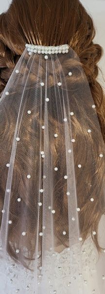 Welon ślubny Wieczor Panieński perelki krótki zdjęcie 3