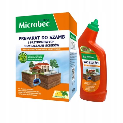 MICROBEC ULTRA BAKTERIE DO SZAMBA 1KG ZAPACH CYTRYNY + WC BIO ŻEL na Arena.pl