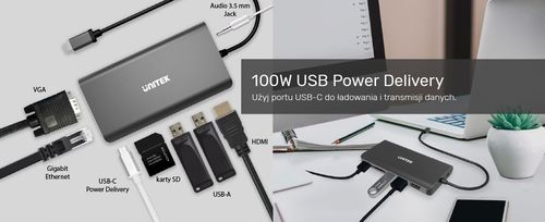 Unitek Hub USB-C 3.1 8w1 z Power Delivery 100W na Arena.pl