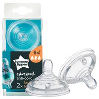 TOMMEE TIPPEE AC Smoczek do butelki antykolkowy 6m+ szybki przepływ 2 SZTUKI ORG OPAK