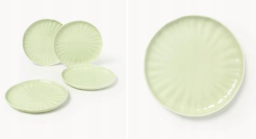 Komplet naczyń z porcelany z reliefem Sali, dla 4 osób 12elem Jasny zielony na Arena.pl