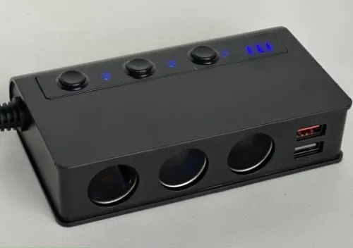 Rozgałęźnik | Rozdzielacz USB 12/24V|QC USB-A|3 x USB-A|3 x zapalniczka|LCD na Arena.pl