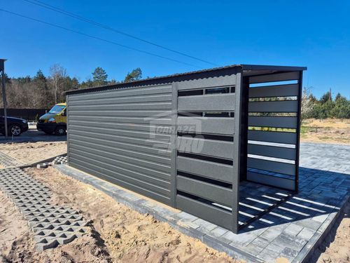 Schowek Domek Ogrodowy 4x2m + wiata 1m brama 2x okno dach GP615 na Arena.pl