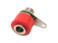 Gniazdo bananowe montażowe czerwone SREBRNE