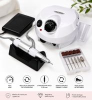Profesjonalna Frezarka Do Paznokci DM-202 65W 35000 RPM Biała + Frezy