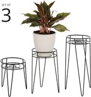 3x Kwietnik w stylu Midcentury Modern , Stojak na doniczki - ZESTAW mDesign