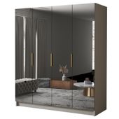 Szafa SALVADOR III 200 cm z lustrem-pojemna garderoba-KASZMIR+ZŁOTY