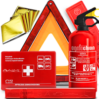 Apteczka gaśnica trójkąt folia ZESTAW do auta samochodu Ogniochron 1kg