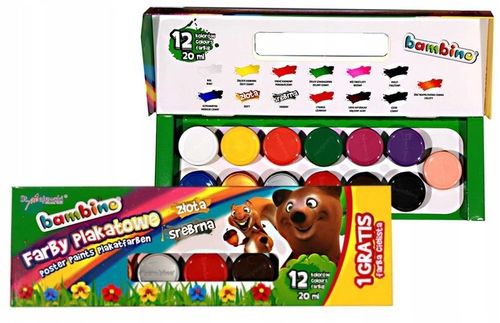 BAMBINO FARBY PLAKATOWE 12 KOL + 1 20 ML na Arena.pl