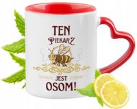 Kubek Dla Piekarza Czerwony Z Uszkiem W Kształcie Serca Na Prezent