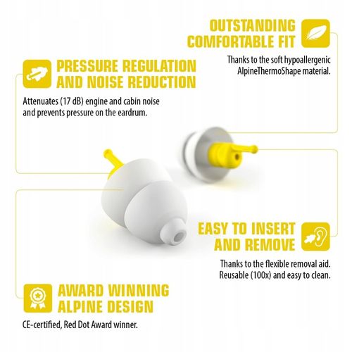 Zatyczki do uszu, do samolotu, , zmiany ciśnienia, ALPINE FlyFit, na Arena.pl