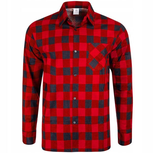 KOSZULA FLANELOWA CASUAL W KRATE MĘSKA 100% BAWEŁNA r. L zdjęcie 1