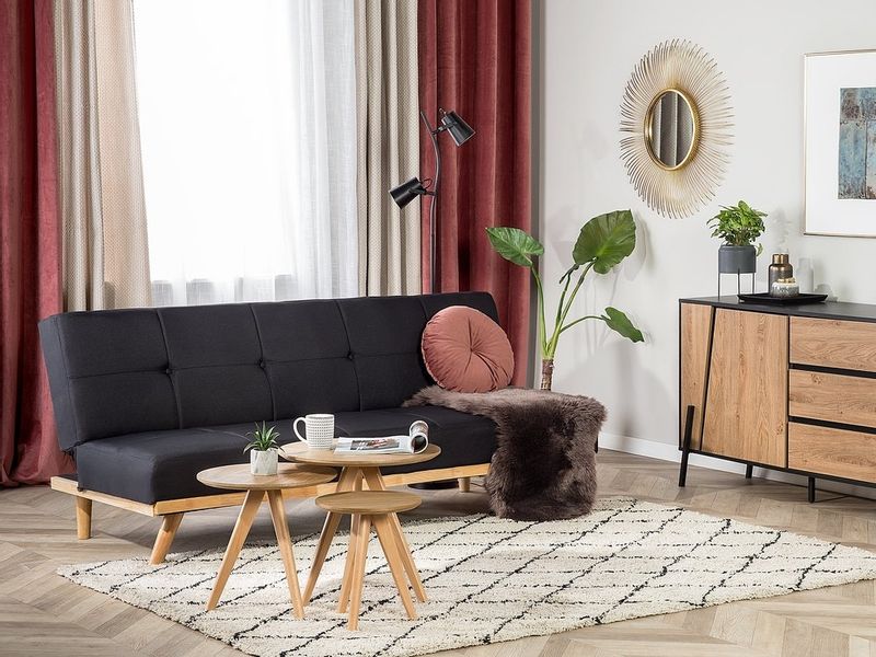 Sofa rozkładana czarna FROYA zdjęcie 2