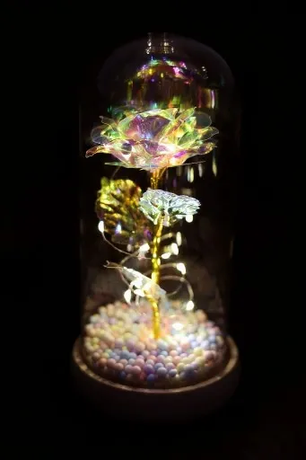 PIĘKNY ZŁOTY ŁAŃCUSZEK DAMSKI Z SERDUSZKIEM Z CYRKONIAMI + RÓŻA WIECZNA LED zdjęcie 3