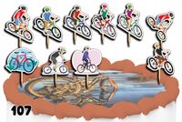 TOPPERY NA TORT OZDOBNE DEKORACJA ZESTAW - ROWERY ROWER 10szt.