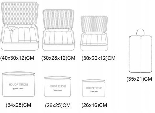 ORGANIZER DO WALIZKI PODRÓŻNY POJEMNY ZESTAW TORBY SZAFY PRANIE 7szt. Krem na Arena.pl