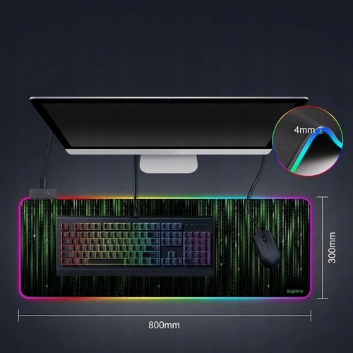 Podkładka pod myszkę gamingowa mysz xxl duża klawiaturę RBG świecąca 80x30 na Arena.pl