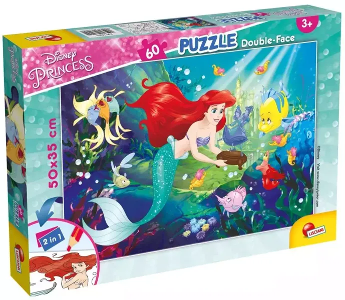 Puzzle dwustronne 60 elementów. Mała Syrenka zdjęcie 1