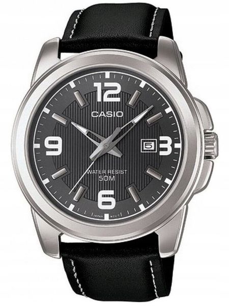 ZEGAREK MĘSKI CASIO MTP-1314 skórzany datownik + BOX +GRAWER zdjęcie 3